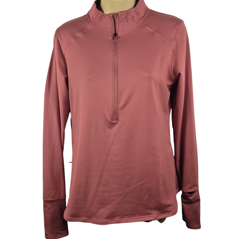 Under Armour Run Quarter Zip Pullover‎ Womens Small Pink Excellent Thumbholes